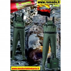 Bridkelnės PVC  ilgi Botai Waders Green su specialia rankine ir papildoma masalų dėtuve Vokiška Kokybė!