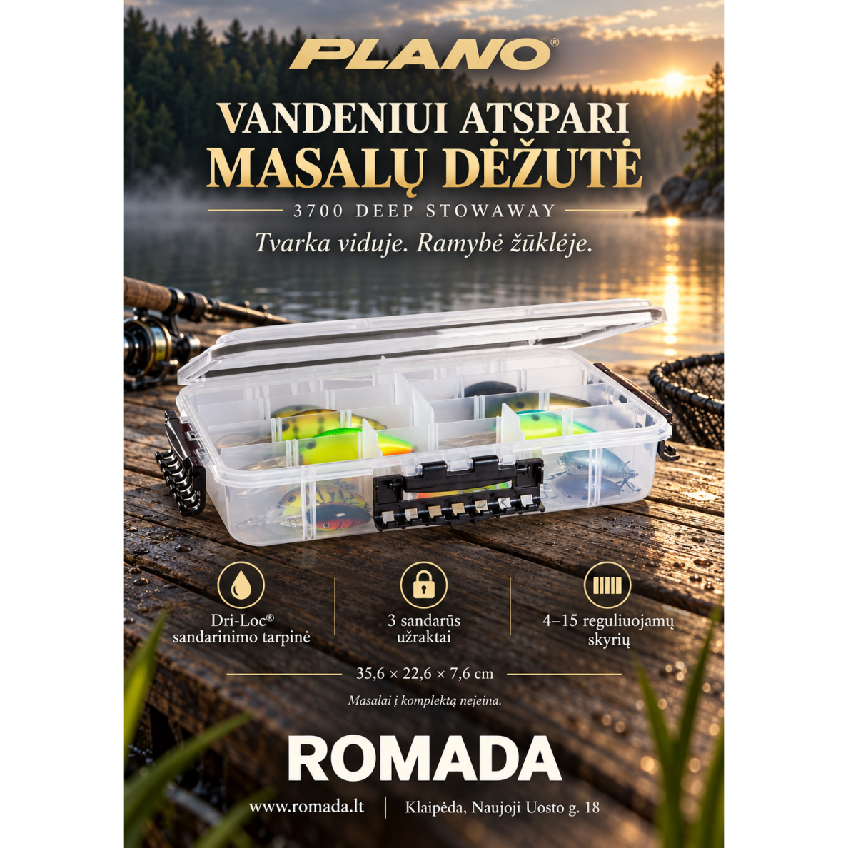 Dėžutė Vandeniui atspari masalų dėžutė PLANO 3700 Deep StowAway Dėžutė Vandeniui atspari masalų dėžutė PLANO 3700 Deep StowAway