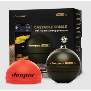 Super Naujiena CHIRP+3 DEEPER Echolotas Smart Sonar  Wifi+GPS Chirp+3
