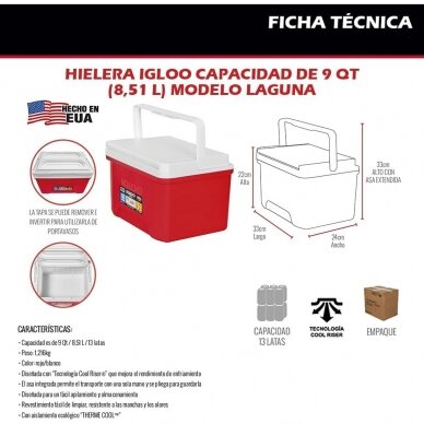 Dėžė-šaltkrepšis 8L IGLOO Laguna 9 Cooler Made in USA 3