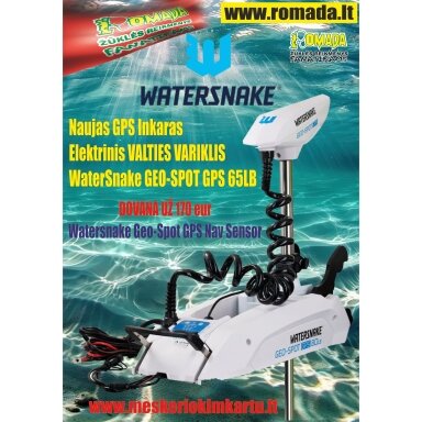 Naujas GPS Inkaras Elektrinis VALTIES VARIKLIS WaterSnake GEO-SPOT GPS 65LB 66 Koja167cm +Dovana 170eur Watersnake Geo-Spot GPS Nav Sensor