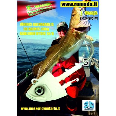 Galvakablis 3D Norway Giangt Jig Head 300g Fosforinis Šviečiantis
