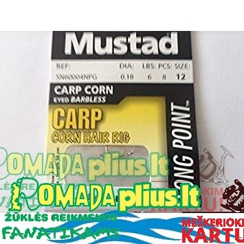 Kabliukai su pavadėliu Carp Corn Mustad Wychwood 1
