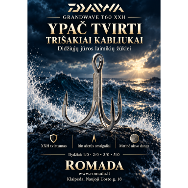 Trišakiai kabliukai DAIWA Grand Wave T60 XXH Japan Dydis 5/0 Trišakiai kabliukai DAIWA Grand Wave T60 XXH Japan Dydis 5/0