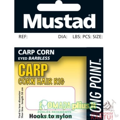 Kabliukai su pavadėliu Carp Corn Mustad Wychwood Kabliukai su pavadėliu Carp Corn Mustad Wychwood
