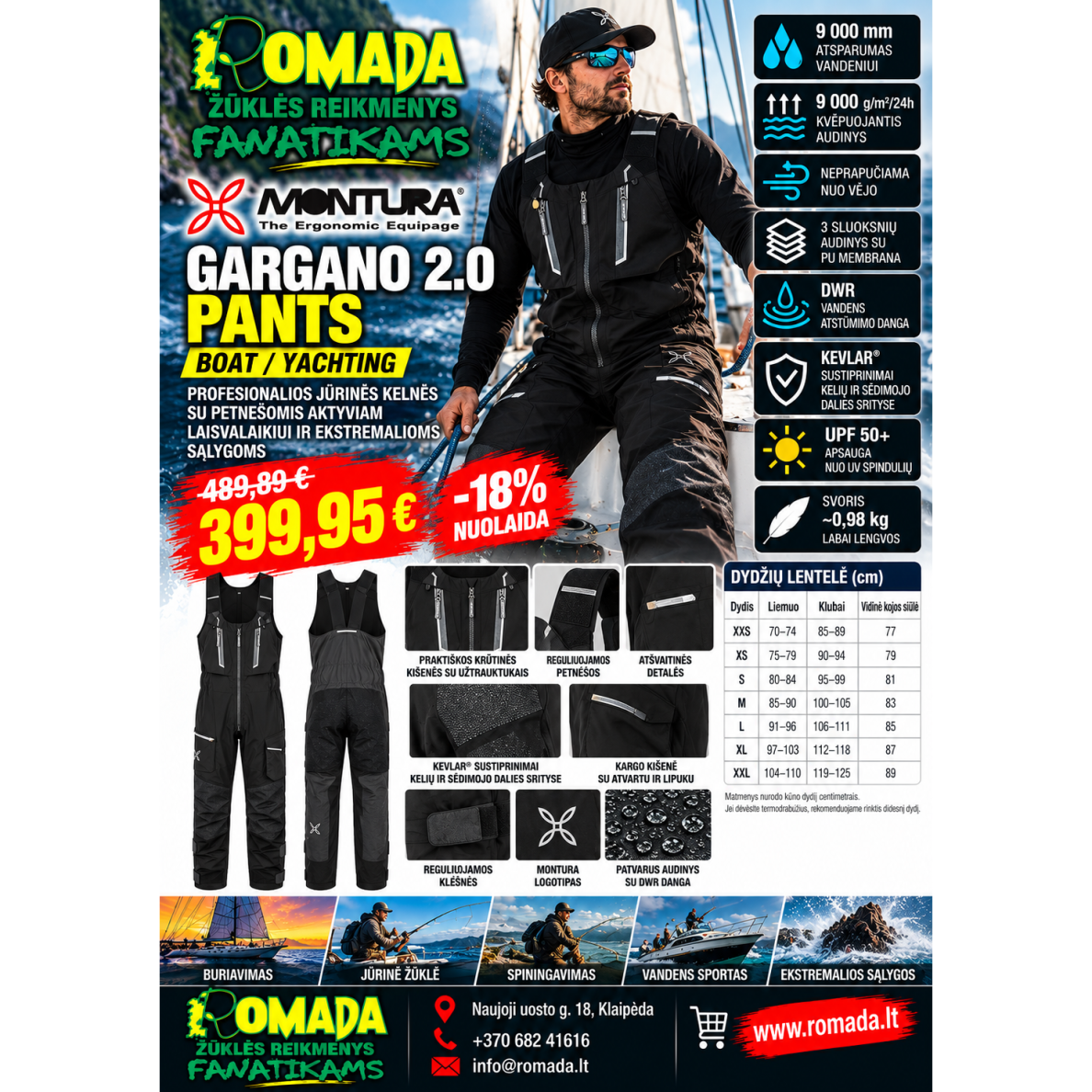 Kelnės su petnešomis GARGANO 2.0 PANTS Montura Boat Yachting Kelnės su petnešomis GARGANO 2.0 PANTS Montura Boat Yachting
