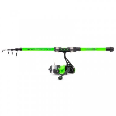 Komplektas Spiningas Meškerė Tele+Ritė Green 1.80m 10-25g+ Valas Setas Komplektas Spiningas Meškerė Tele+Ritė Green 1.80m 10-25g+ Valas Setas