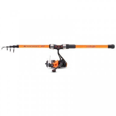 Komplektas Spiningas Meškerė Tele+Ritė Orange 2.1m 15-40g Setas Komplektas Spiningas Meškerė Tele+Ritė Orange 2.1m 15-40g Setas
