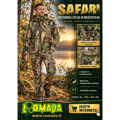 Kostiumas žvejui medžiotojui Safari Kostiumas kvėpuojantis, lengvas, pagamintas iš minkštos, netriukšmingos medžiagos Kostiumas žvejui medžiotojui Safari Kostiumas kvėpuojantis, lengvas, pagamintas iš minkštos, netriukšmingos medžiagos