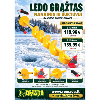 Ledo grąžtas Dvigubas su Adaptorium į Drelę 130mm / 150mm Suomija