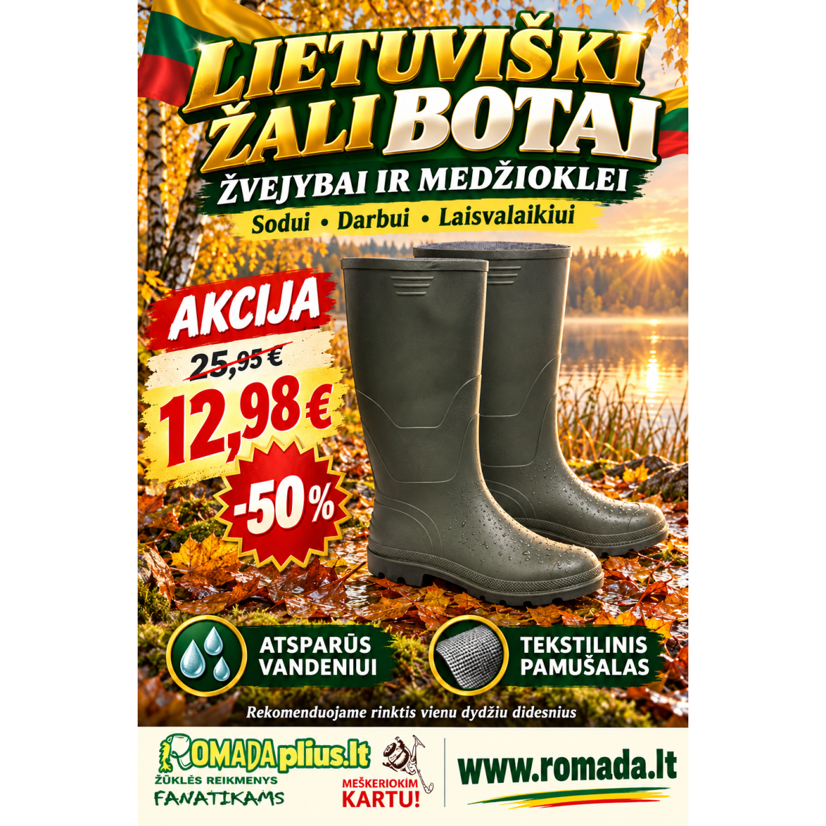 Lietuviški Žali botai – žvejybai medžioklei darbui ir laisvalaikiui Lietuviški Žali botai – žvejybai medžioklei darbui ir laisvalaikiui