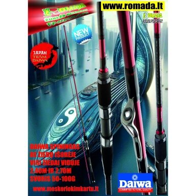 Spiningas Daiwa Inline be žiedų išorėje žiedai paslėpti spiningo blanko viduje 2.40m / 2.70m Užmetimas 50-100g Labai Lengvas Spiningas Daiwa Inline be žiedų išorėje žiedai paslėpti spiningo blanko viduje 2.40m / 2.70m Užmetimas 50-100g Labai Lengvas
