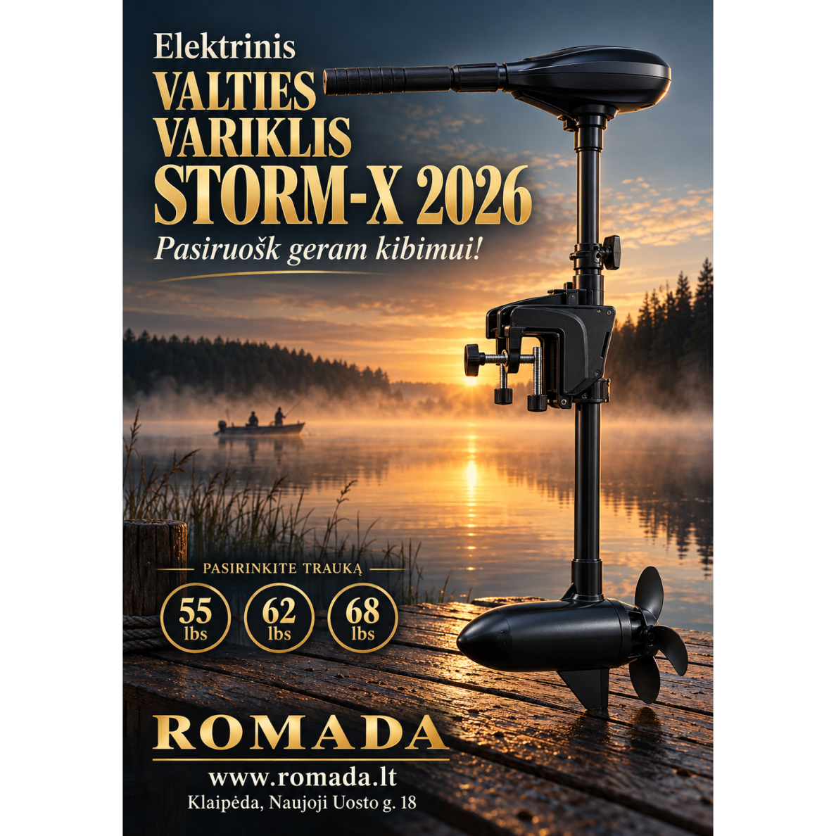 Naujas Elektrinis VALTIES VARIKLIS STORM-X 2026 Galingumas 55lbs 62lbs 68lbs