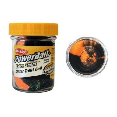 Pasta Upėtakiams Powerbait Gliter Trout Plaukianti BERKLEY Natural Scent Glitter Black/Orange Pasta Upėtakiams Powerbait Gliter Trout Plaukianti BERKLEY Natural Scent Glitter Black/Orange