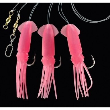 Paternoster jūrinė sistema Kalmaras UV Fosfo Pink 3vnt 7/0 Norge
