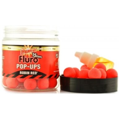 Plaukiantys Dynamite Boiliai Robin Red Fluro Pop Up15mm Plaukiantys Dynamite Boiliai Robin Red Fluro Pop Up15mm