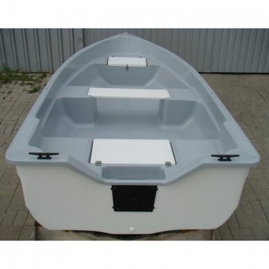 Plastikinė valtis kateris SALLOW 3.90m FISHING Deluxe version Variklis iki 15Ag Aukšta kokybė! 2