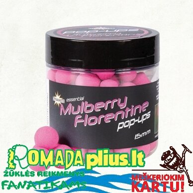 Plaukiantys Boiliai Dynamite Mulberry Florentine Fluro Pop-Ups 15mm Plaukiantys Boiliai Dynamite Mulberry Florentine Fluro Pop-Ups 15mm