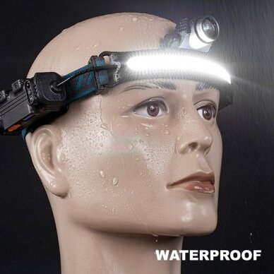 Prožektorius ant galvos sensorinis 300Lumen Cob Headlamp Įjungdami šviesos jutiklį tiesiog mostelėkite dešine ranka prie ausies 3
