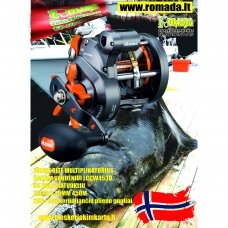 Ritė Multiplikatorius Galingas ŠALTAS VANDUO 453D su Valo matuokliu  Dešinė ranka Žvejybai Norvegijoje Halibut  Menkių žvejybai