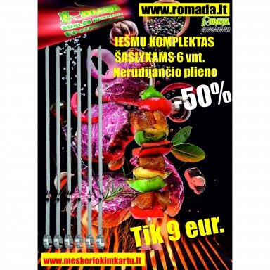 Iešmai Šašlykams Nerūdijančio plieno iešmai Komplektas 6vnt kepsninei Šašlykinei Daiktas kepti gamtoje mėsą žuvį ir daržoves Travel Grill BBQ Iešmai Šašlykams Nerūdijančio plieno iešmai Komplektas 6vnt kepsninei Šašlykinei Daiktas kepti gamtoje mėsą žuvį ir daržoves Travel Grill BBQ