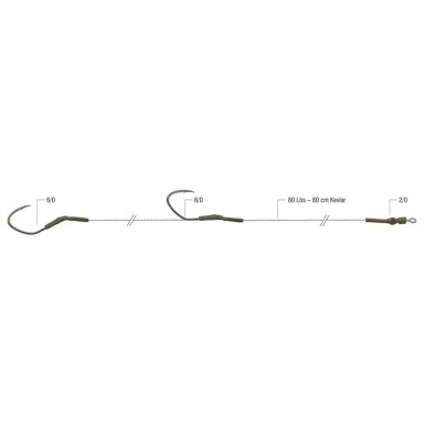 Sistema šamui 2-kabliai 80cm/80lbs