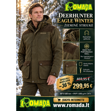 Striukė Žieminė Rudeninė Deerhunter Eagle Winter Medžioklinė Ruda Apranga Medžiotojui DEER-TEX® Performance Shell 100% atsparus vandeniui Striukė Žieminė Rudeninė Deerhunter Eagle Winter Medžioklinė Ruda Apranga Medžiotojui DEER-TEX® Performance Shell 100% atsparus vandeniui