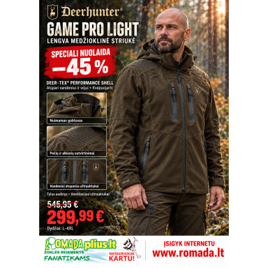 Striukė Žieminė Rudeninė Deerhunter Pro Light Medžioklinė Ruda Apranga Medžiotojui DEER-TEX® 100% atsparus vandeniui Lengva Striukė Žieminė Rudeninė Deerhunter Pro Light Medžioklinė Ruda Apranga Medžiotojui DEER-TEX® 100% atsparus vandeniui Lengva