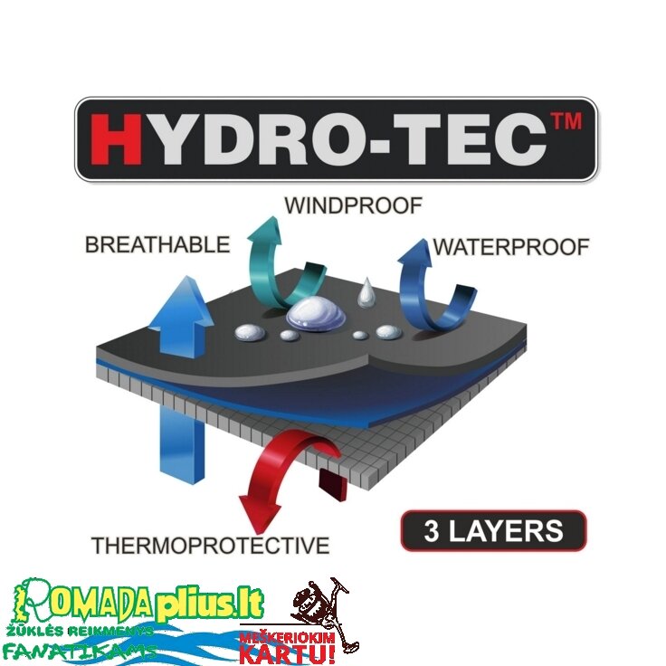 Striukė Spiningautojo 100% Pilka HYDRO-TEC 2 Striukė Spiningautojo 100% Pilka HYDRO-TEC 2