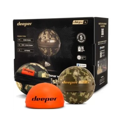 Super Naujiena CHIRP+4 DEEPER Echolotas Smart Sonar  Wifi+GPS Chirp+4 Camo Dirptinio Intelekto valdomas 5 Metai Garantija