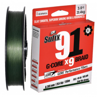 Valas pintas Sufix 91 BRAID LO-VIS GREEN 150m Valas pintas Sufix 91 BRAID LO-VIS GREEN 150m