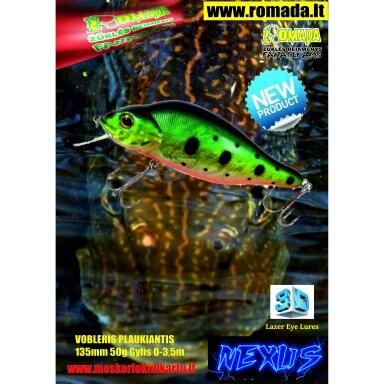 Vobleris Nexus 3D Plaukiantis 13.5cm 50g SP-B Labai efektyvus masalas Lydekoms jis kaip gyvas ir primena nuo baimes bėgančią žuvį Vobleris Nexus 3D Plaukiantis 13.5cm 50g SP-B Labai efektyvus masalas Lydekoms jis kaip gyvas ir primena nuo baimes bėgančią žuvį
