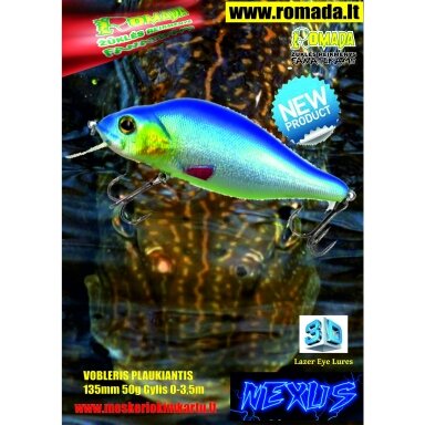 Vobleris Nexus 3D Plaukiantis 13.5cm 50g SP-C Labai efektyvus masalas Lydekoms jis kaip gyvas ir primena nuo baimes bėgančią žuvį Vobleris Nexus 3D Plaukiantis 13.5cm 50g SP-C Labai efektyvus masalas Lydekoms jis kaip gyvas ir primena nuo baimes bėgančią žuvį