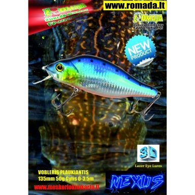 Vobleris Nexus 3D Plaukiantis 13.5cm 50g SP-D Labai efektyvus masalas Lydekoms jis kaip gyvas ir primena nuo baimes bėgančią žuvį Vobleris Nexus 3D Plaukiantis 13.5cm 50g SP-D Labai efektyvus masalas Lydekoms jis kaip gyvas ir primena nuo baimes bėgančią žuvį