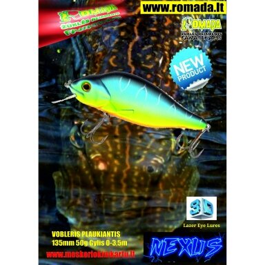 Vobleris Nexus 3D Plaukiantis 13.5cm 50g SP-E Labai efektyvus masalas Lydekoms jis kaip gyvas ir primena nuo baimes bėgančią žuvį Vobleris Nexus 3D Plaukiantis 13.5cm 50g SP-E Labai efektyvus masalas Lydekoms jis kaip gyvas ir primena nuo baimes bėgančią žuvį