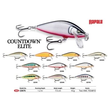 Vobleris RAPALA COUNTDOWN® ELITE 3.5cm 4g Upėtakių siaubas Vobleris RAPALA COUNTDOWN® ELITE 3.5cm 4g Upėtakių siaubas
