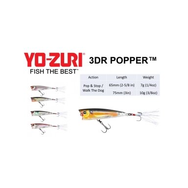Vobleris Yo-zuri Popper 3DR F75mm Japan Vobleris Yo-zuri Popper 3DR F75mm Japan