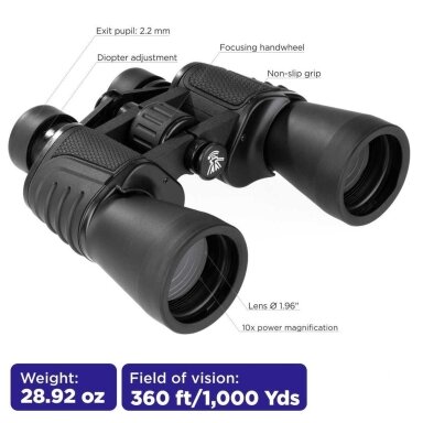 Žiūronai Zoom 10x50 Hunter Black + Dėklas Žiūronai Zoom 10x50 Hunter Black + Dėklas